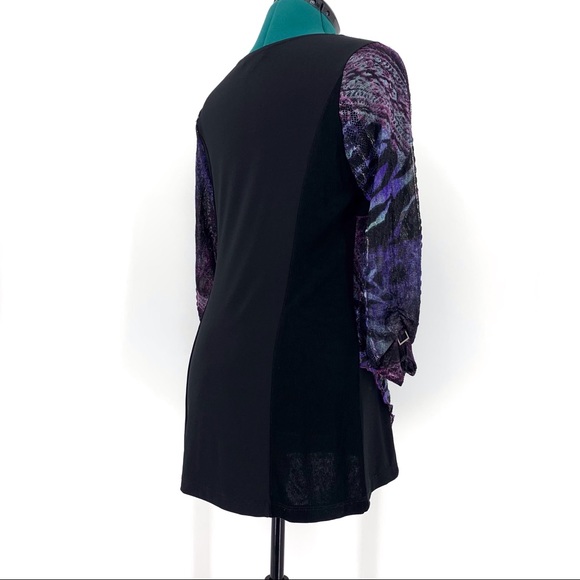 Svetlana Purple and Black Layered 3/4 Sleeve Top, Small - Picture 8 of 15